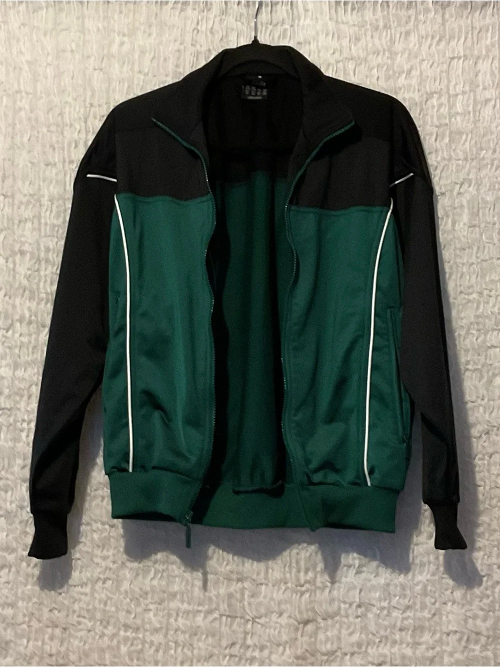 Adidas Youth L 14/16 Green Black Wrestling Track Jacket Full Zip Pockets